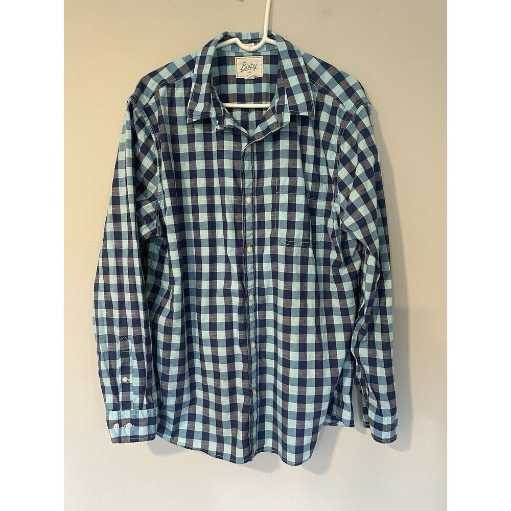 Bixby Nomad Button Down Shirt Long Sleeve Regular Fit Men's‎ Size XL Blue Plaid